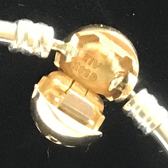 Brand New Pandora two tone bangle 14k clasp - Picture 4 of 6